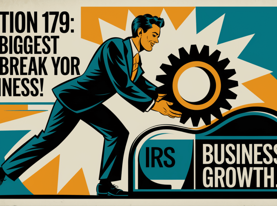 A vintage-style advertising poster promoting the benefits of Section 179 for businesses.