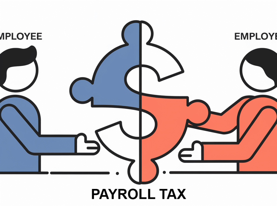 Line art illustration of two figures, "Employee" and "Employer," holding puzzle pieces that form a dollar sign