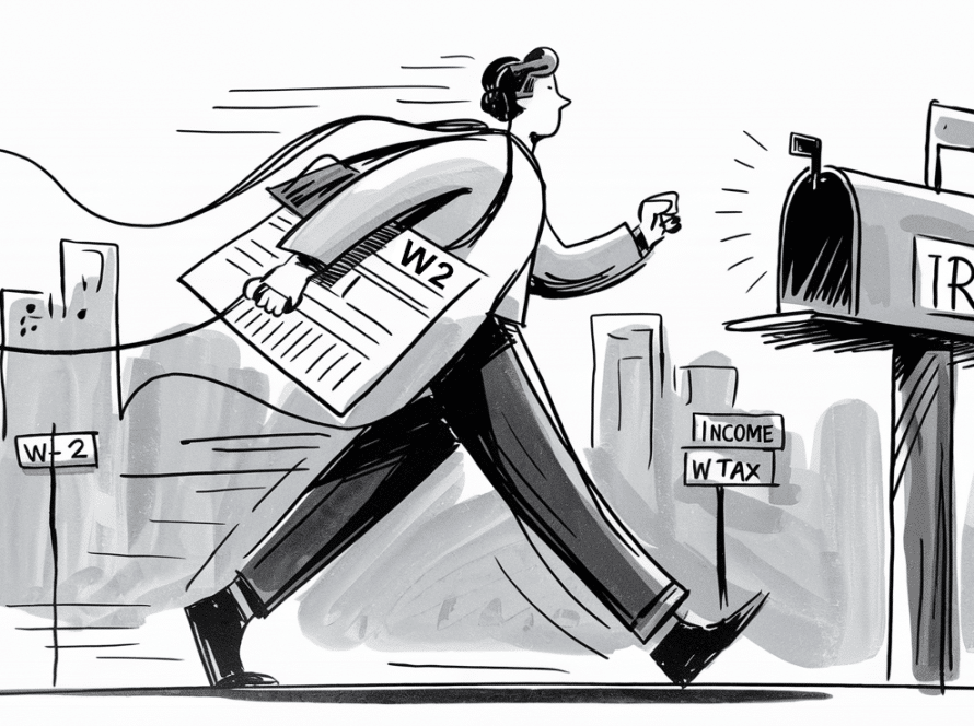 A person mailing a tax return.