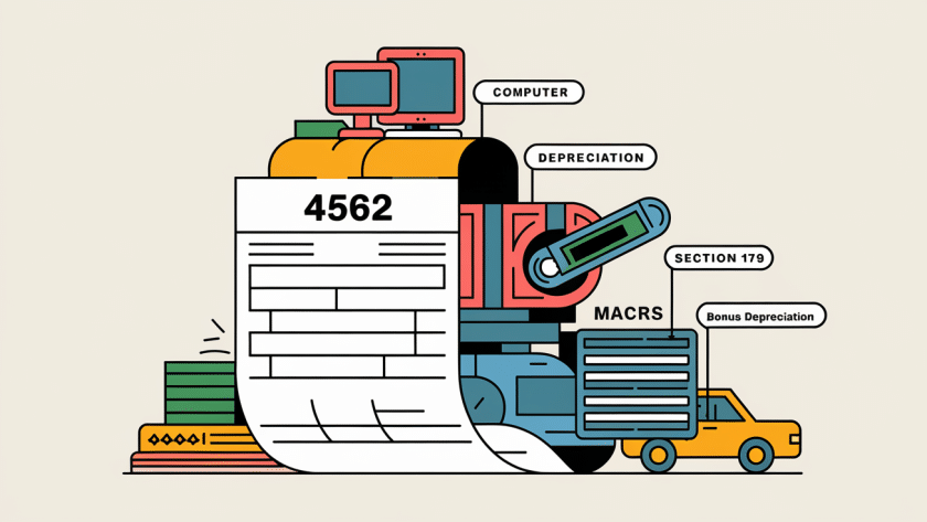 A graphic of Form 4562 with business assets.