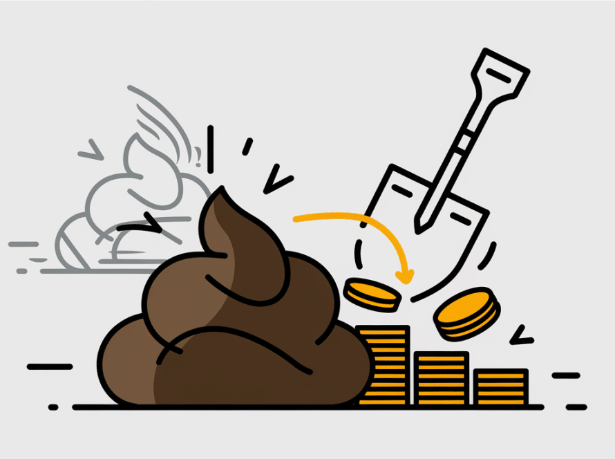Vector art of dog poop turning into money