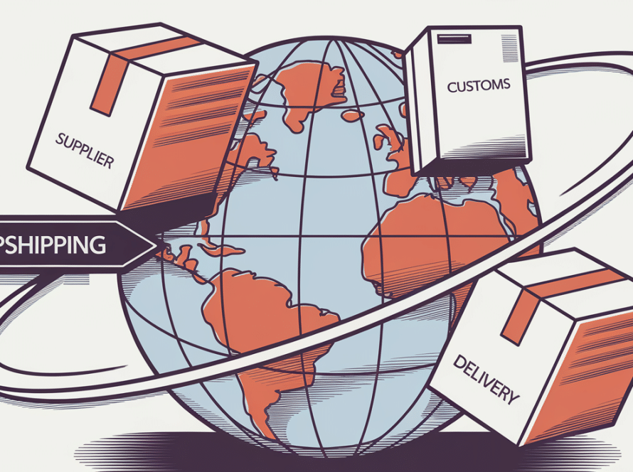 A globe with packages orbiting it, labeled with steps in the import process.