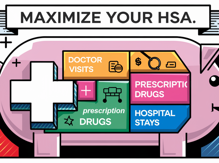 A block illustration of a piggy bank representing an HSA, filled with blocks labeled "Qualified Medical Expenses."
