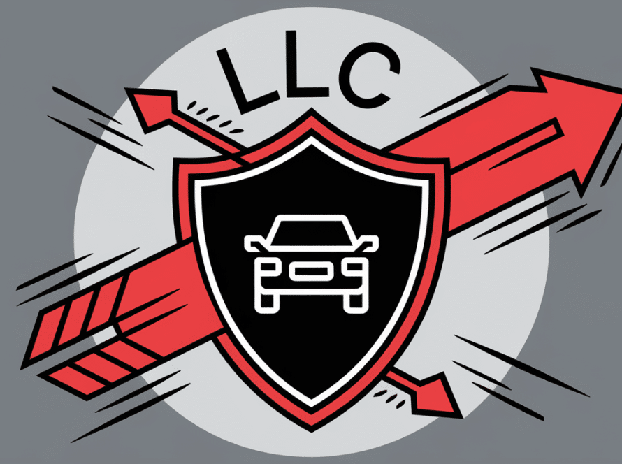 A shield protecting a car from arrows.