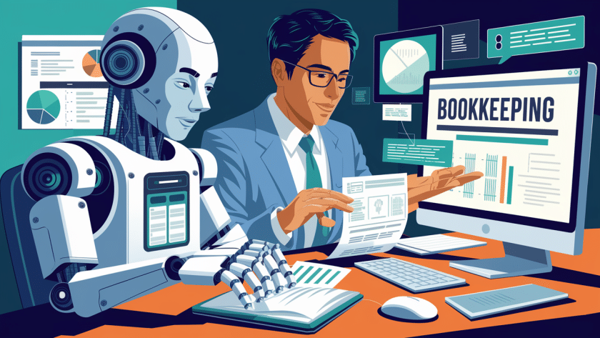 A robot and a human collaborating on bookkeeping tasks.