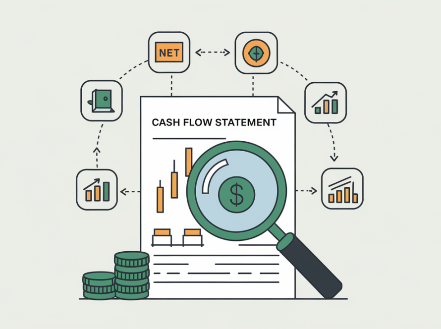 Vector line art of cash flow as a river flowing into a lake representing company liquidity