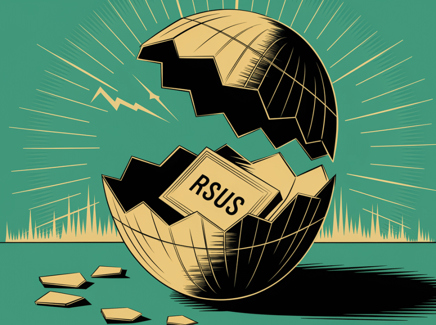 Golden egg hatching with stock share emerging.