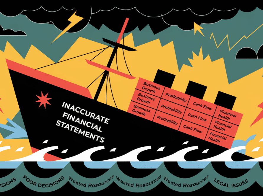 A sinking ship labeled "Inaccurate Financial Statements."