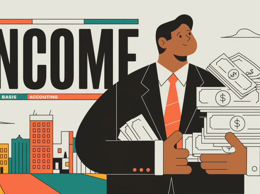 A confident entrepreneur holding a stack of bills.