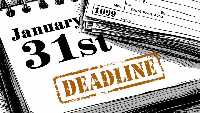 A calendar with the 1099 deadline marked.