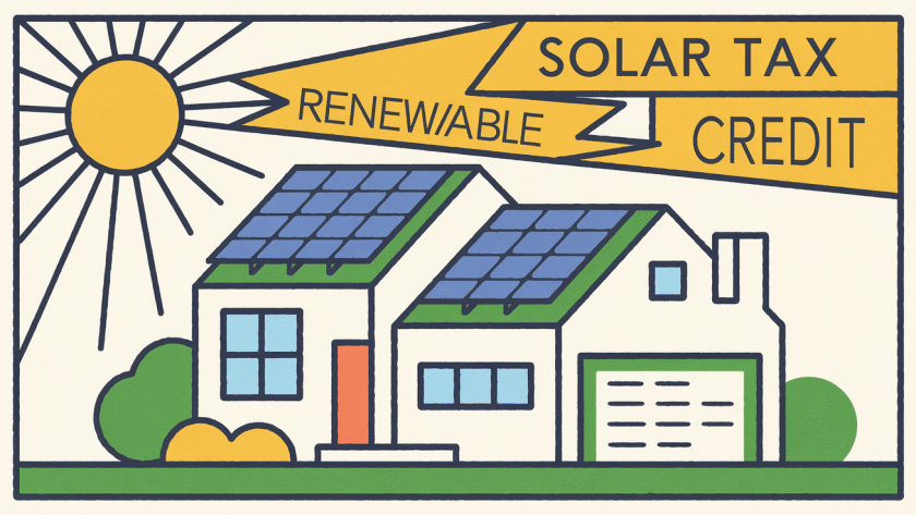 A modern house with solar panels on its roof.