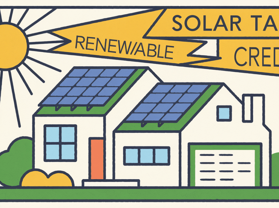 A modern house with solar panels on its roof.