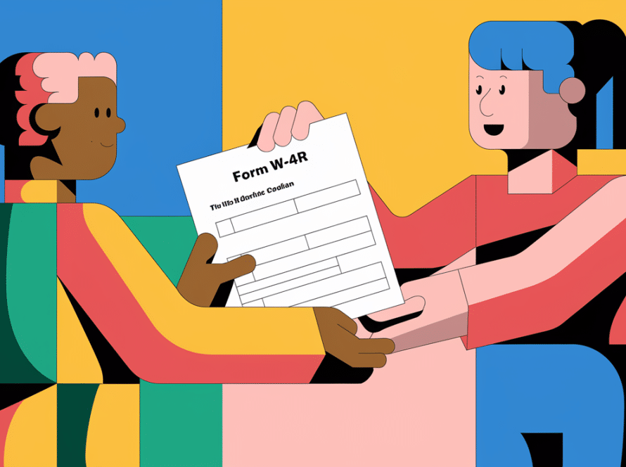 A person submitting a W-4R form to their IRA custodian.