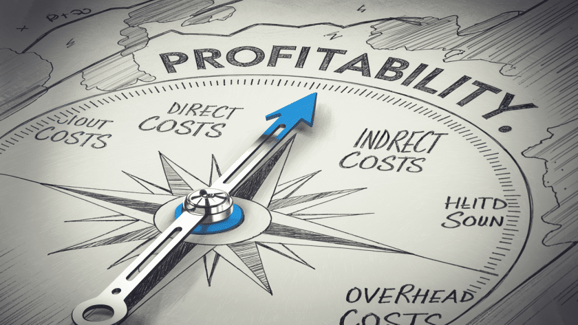 A compass pointing towards profitability, guided by job costing.