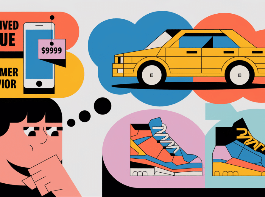 A graphic of a person thinking about products and prices.