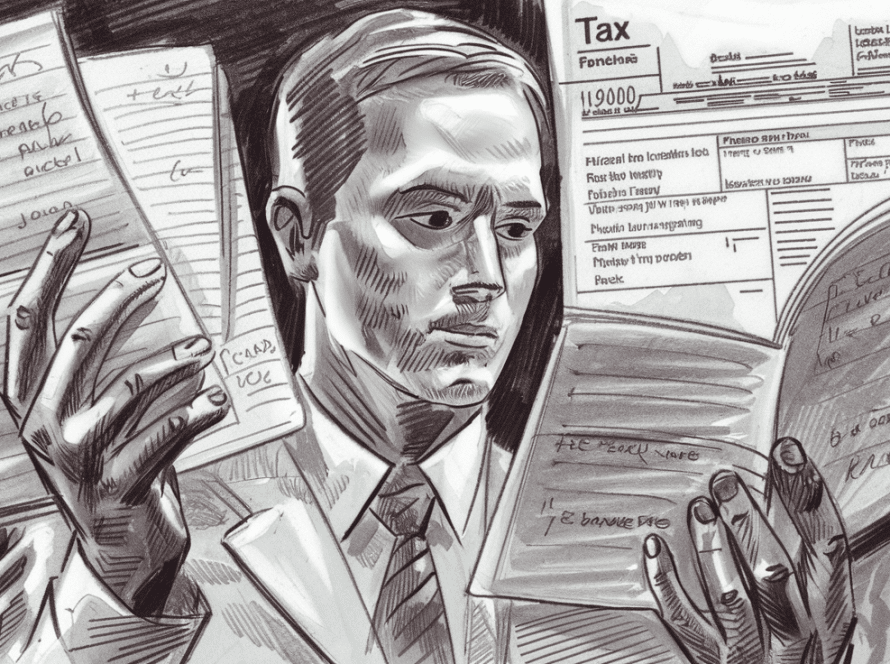 A trader reviewing their trading journal and tax documents.