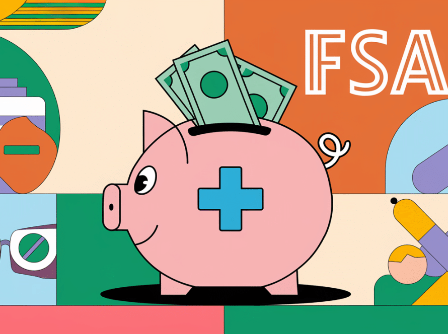 A piggy bank overflowing with money, representing FSA savings.