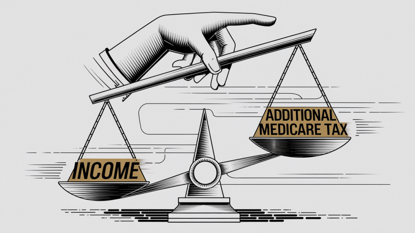 Scales balancing income and Additional Medicare Tax.
