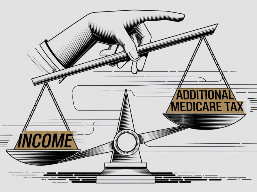 Scales balancing income and Additional Medicare Tax.