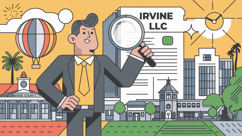 A business owner reviewing tax documents for their Irvine LLC.