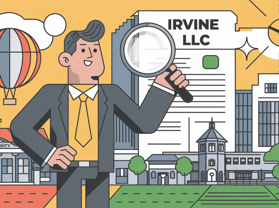 A business owner reviewing tax documents for their Irvine LLC.