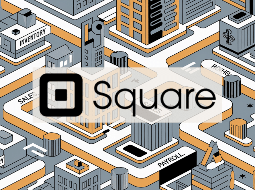 Cityscape with interconnected pathways representing Square integration with accounting software.