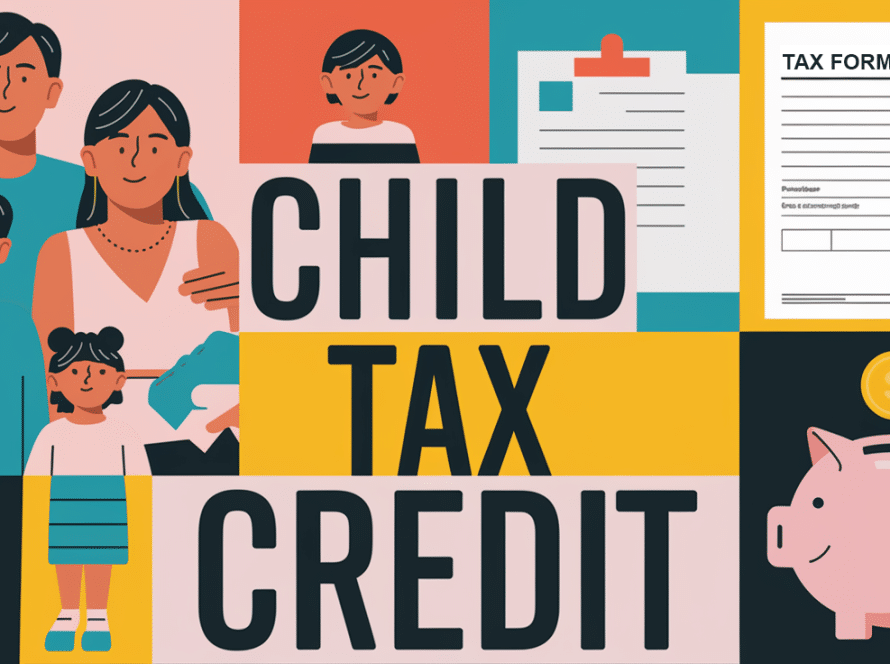 Block illustration of a family benefiting from the Child Tax Credit.