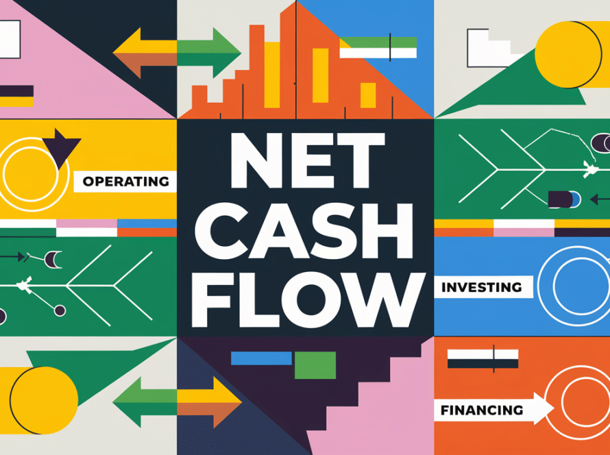 An illustration depicting the concept of net cash flow, highlighting its key components and importance for businesses.