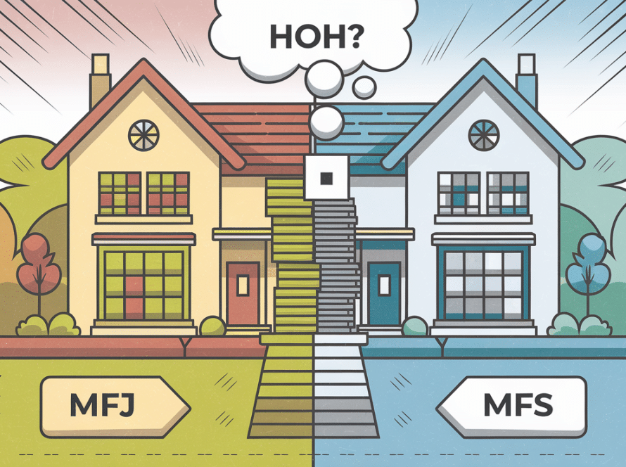 A house split in half, representing different tax filing options for married couples living apart.