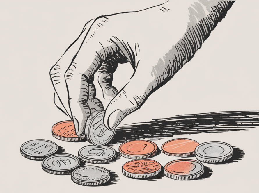 Hand sorting coins, representing the Pro Rata Rule.